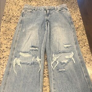 PacSun Light Blue Distressed Flare Jeans